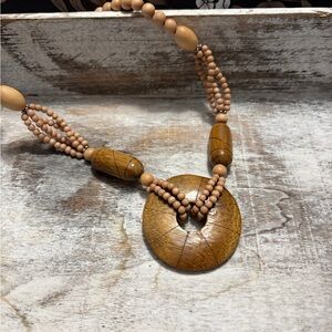 Vintage Wood necklace boho retro chunky 80’s